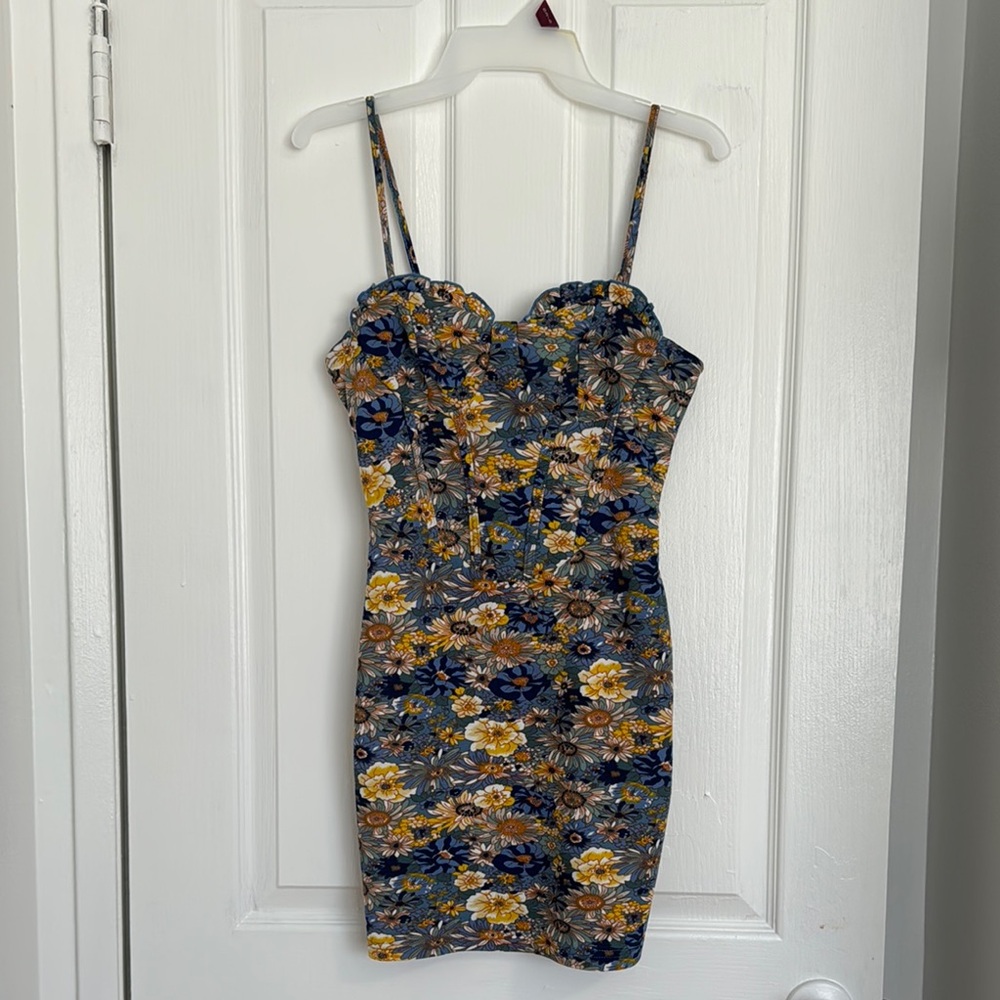 Floral Print Strapless Dress